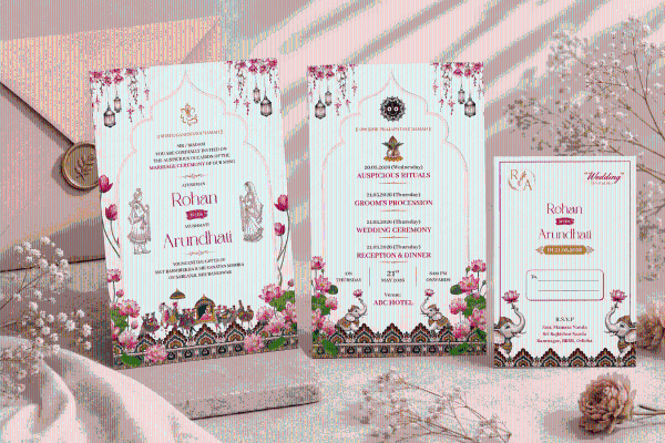 thumbnail Wedding Invitation Card 5x7 Inches PSD Template